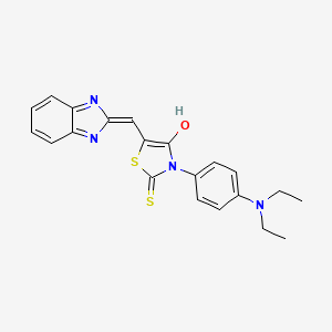 molecular formula C21H20N4OS2 B11690626 (5E)-5-(1H-benzimidazol-2-ylmethylene)-3-[4-(diethylamino)phenyl]-2-thioxo-1,3-thiazolidin-4-one 