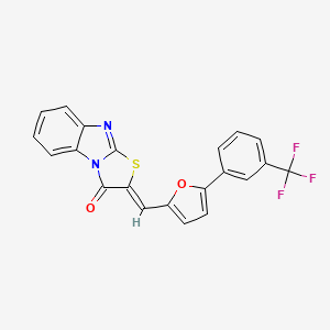 molecular formula C21H11F3N2O2S B11690640 (2Z)-2-({5-[3-(trifluoromethyl)phenyl]furan-2-yl}methylidene)[1,3]thiazolo[3,2-a]benzimidazol-3(2H)-one 