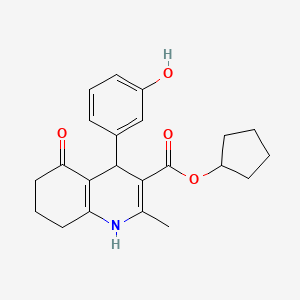 molecular formula C22H25NO4 B11690641 Cyclopentyl 4-(3-hydroxyphenyl)-2-methyl-5-oxo-1,4,5,6,7,8-hexahydroquinoline-3-carboxylate 