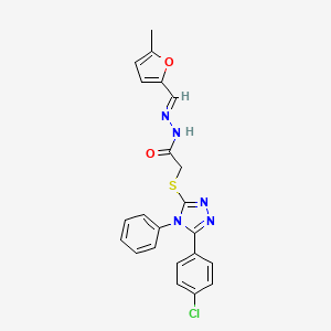 2-{[5-(4-chlorophenyl)-4-phenyl-4H-1,2,4-triazol-3-yl]sulfanyl}-N'-[(E)-(5-methylfuran-2-yl)methylidene]acetohydrazide