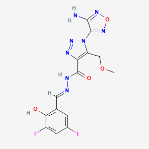 1-(4-amino-1,2,5-oxadiazol-3-yl)-N'-[(E)-(2-hydroxy-3,5-diiodophenyl)methylidene]-5-(methoxymethyl)-1H-1,2,3-triazole-4-carbohydrazide