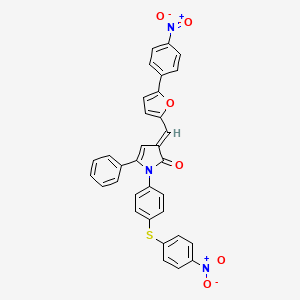 (3E)-3-{[5-(4-nitrophenyl)furan-2-yl]methylidene}-1-{4-[(4-nitrophenyl)sulfanyl]phenyl}-5-phenyl-1,3-dihydro-2H-pyrrol-2-one