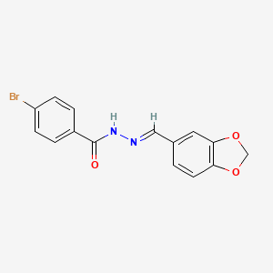 molecular formula C15H11BrN2O3 B11690686 N'-[(E)-1,3-benzodioxol-5-ylmethylidene]-4-bromobenzohydrazide 