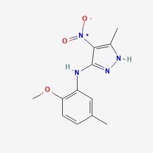 molecular formula C12H14N4O3 B11690694 N-(2-methoxy-5-methylphenyl)-3-methyl-4-nitro-1H-pyrazol-5-amine 