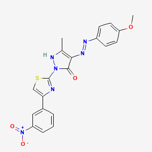 (4Z)-4-[2-(4-methoxyphenyl)hydrazinylidene]-5-methyl-2-[4-(3-nitrophenyl)-1,3-thiazol-2-yl]-2,4-dihydro-3H-pyrazol-3-one