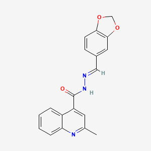 molecular formula C19H15N3O3 B11690703 N'-[(E)-1,3-benzodioxol-5-ylmethylidene]-2-methylquinoline-4-carbohydrazide 