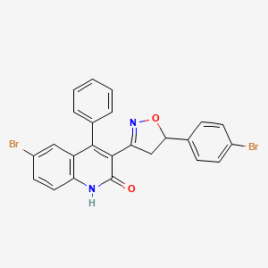 molecular formula C24H16Br2N2O2 B11690715 6-Bromo-3-[5-(4-bromophenyl)-4,5-dihydro-1,2-oxazol-3-yl]-4-phenylquinolin-2-ol 