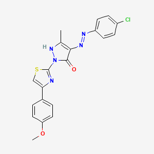 (4Z)-4-[2-(4-chlorophenyl)hydrazinylidene]-2-[4-(4-methoxyphenyl)-1,3-thiazol-2-yl]-5-methyl-2,4-dihydro-3H-pyrazol-3-one