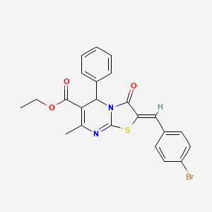 molecular formula C23H19BrN2O3S B11690728 Ethyl (2Z)-2-[(4-bromophenyl)methylidene]-7-methyl-3-oxo-5-phenyl-2H,3H,5H-[1,3]thiazolo[3,2-A]pyrimidine-6-carboxylate 