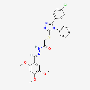 molecular formula C26H24ClN5O4S B11690752 2-{[5-(4-chlorophenyl)-4-phenyl-4H-1,2,4-triazol-3-yl]sulfanyl}-N'-[(E)-(2,4,5-trimethoxyphenyl)methylidene]acetohydrazide 