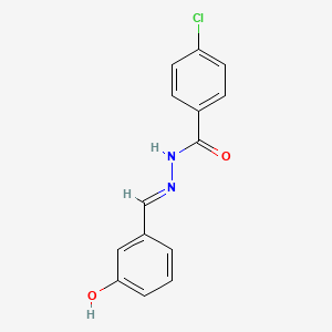 molecular formula C14H11ClN2O2 B11690775 4-chloro-N'-[(E)-(3-hydroxyphenyl)methylidene]benzohydrazide 