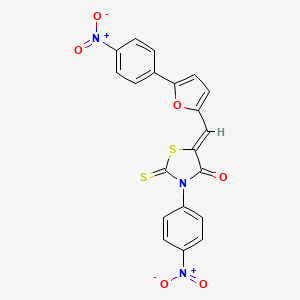 (5Z)-3-(4-Nitrophenyl)-5-{[5-(4-nitrophenyl)furan-2-YL]methylidene}-2-sulfanylidene-1,3-thiazolidin-4-one