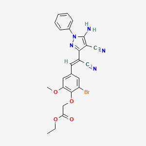 ethyl {4-[(Z)-2-(5-amino-4-cyano-1-phenyl-1H-pyrazol-3-yl)-2-cyanoethenyl]-2-bromo-6-methoxyphenoxy}acetate