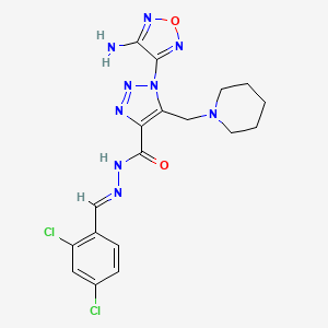 1-(4-amino-1,2,5-oxadiazol-3-yl)-N'-[(E)-(2,4-dichlorophenyl)methylidene]-5-(piperidin-1-ylmethyl)-1H-1,2,3-triazole-4-carbohydrazide