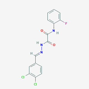 molecular formula C15H10Cl2FN3O2 B11690843 2-[(2E)-2-(3,4-dichlorobenzylidene)hydrazinyl]-N-(2-fluorophenyl)-2-oxoacetamide 