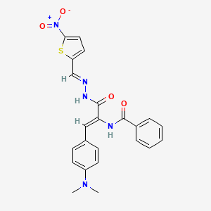 molecular formula C23H21N5O4S B11690877 N-[(1Z)-1-[4-(dimethylamino)phenyl]-3-{(2E)-2-[(5-nitrothiophen-2-yl)methylidene]hydrazinyl}-3-oxoprop-1-en-2-yl]benzamide 