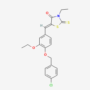 (5Z)-5-({4-[(4-Chlorophenyl)methoxy]-3-ethoxyphenyl}methylidene)-3-ethyl-2-sulfanylidene-1,3-thiazolidin-4-one