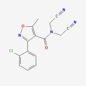 molecular formula C15H11ClN4O2 B11690937 3-(2-chlorophenyl)-N,N-bis(cyanomethyl)-5-methyl-1,2-oxazole-4-carboxamide 