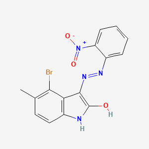 molecular formula C15H11BrN4O3 B11690964 (3E)-4-bromo-5-methyl-3-[2-(2-nitrophenyl)hydrazinylidene]-1,3-dihydro-2H-indol-2-one 