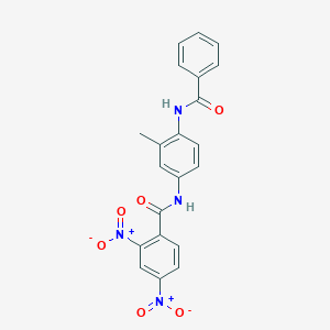 molecular formula C21H16N4O6 B11690980 N-(4-benzamido-3-methylphenyl)-2,4-dinitrobenzamide 