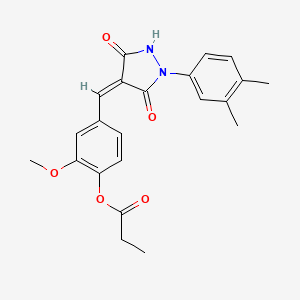 4-{(Z)-[1-(3,4-dimethylphenyl)-3,5-dioxopyrazolidin-4-ylidene]methyl}-2-methoxyphenyl propanoate