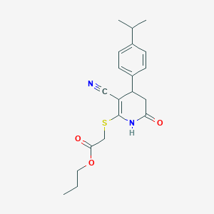 molecular formula C20H24N2O3S B11691029 Propyl ({3-cyano-6-oxo-4-[4-(propan-2-yl)phenyl]-1,4,5,6-tetrahydropyridin-2-yl}sulfanyl)acetate 