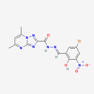 molecular formula C15H12BrN7O4 B11691034 N'-{5-bromo-2-hydroxy-3-nitrobenzylidene}-5,7-dimethyl[1,2,4]triazolo[1,5-a]pyrimidine-2-carbohydrazide 