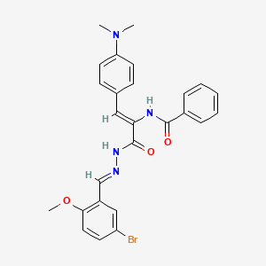 N-{(1Z)-3-[(2E)-2-(5-bromo-2-methoxybenzylidene)hydrazinyl]-1-[4-(dimethylamino)phenyl]-3-oxoprop-1-en-2-yl}benzamide