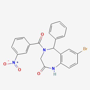 molecular formula C22H16BrN3O4 B11691075 7-bromo-4-(3-nitrobenzoyl)-5-phenyl-4,5-dihydro-1H-benzo[e][1,4]diazepin-2(3H)-one 