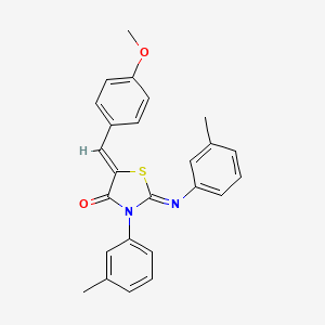 molecular formula C25H22N2O2S B11691114 (2Z,5Z)-5-(4-methoxybenzylidene)-3-(3-methylphenyl)-2-[(3-methylphenyl)imino]-1,3-thiazolidin-4-one 