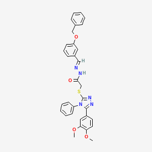 molecular formula C32H29N5O4S B11691144 N'-[(E)-[3-(Benzyloxy)phenyl]methylidene]-2-{[5-(3,4-dimethoxyphenyl)-4-phenyl-4H-1,2,4-triazol-3-YL]sulfanyl}acetohydrazide 