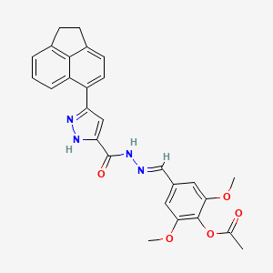 4-[(E)-({[3-(1,2-Dihydro-5-acenaphthylenyl)-1H-pyrazol-5-YL]carbonyl}hydrazono)methyl]-2,6-dimethoxyphenyl acetate