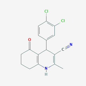 molecular formula C17H14Cl2N2O B11691176 4-(3,4-Dichlorophenyl)-2-methyl-5-oxo-1,4,5,6,7,8-hexahydroquinoline-3-carbonitrile 