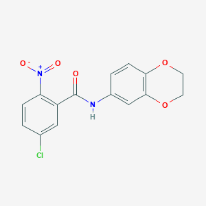 molecular formula C15H11ClN2O5 B11691268 5-chloro-N-(2,3-dihydro-1,4-benzodioxin-6-yl)-2-nitrobenzamide 