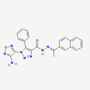 molecular formula C23H18N8O2 B11691281 1-(4-amino-1,2,5-oxadiazol-3-yl)-N'-[(1E)-1-(naphthalen-2-yl)ethylidene]-5-phenyl-1H-1,2,3-triazole-4-carbohydrazide 