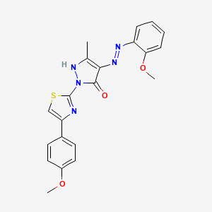 (4Z)-4-[2-(2-methoxyphenyl)hydrazinylidene]-2-[4-(4-methoxyphenyl)-1,3-thiazol-2-yl]-5-methyl-2,4-dihydro-3H-pyrazol-3-one