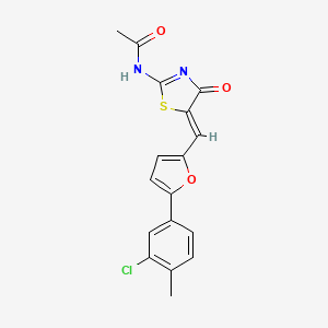 N-[(2E,5Z)-5-{[5-(3-chloro-4-methylphenyl)furan-2-yl]methylidene}-4-oxo-1,3-thiazolidin-2-ylidene]acetamide