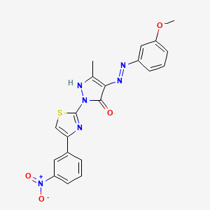 (4Z)-4-[2-(3-methoxyphenyl)hydrazinylidene]-5-methyl-2-[4-(3-nitrophenyl)-1,3-thiazol-2-yl]-2,4-dihydro-3H-pyrazol-3-one