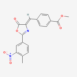 molecular formula C19H14N2O6 B11691366 methyl 4-{(Z)-[2-(4-methyl-3-nitrophenyl)-5-oxo-1,3-oxazol-4(5H)-ylidene]methyl}benzoate 