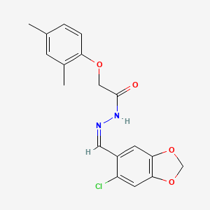 molecular formula C18H17ClN2O4 B11691376 N'-[(Z)-(6-chloro-1,3-benzodioxol-5-yl)methylidene]-2-(2,4-dimethylphenoxy)acetohydrazide 