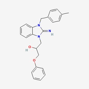 molecular formula C24H25N3O2 B11691378 1-[2-Imino-3-(4-methyl-benzyl)-2,3-dihydro-benzoimidazol-1-yl]-3-phenoxy-propan-2-ol 