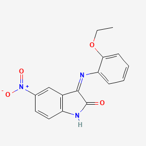 molecular formula C16H13N3O4 B11691388 (3E)-3-[(2-ethoxyphenyl)imino]-5-nitro-1,3-dihydro-2H-indol-2-one 