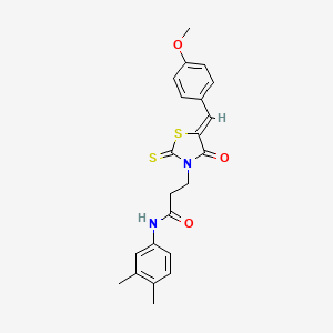 molecular formula C22H22N2O3S2 B11691390 N-(3,4-dimethylphenyl)-3-[(5Z)-5-[(4-methoxyphenyl)methylidene]-4-oxo-2-sulfanylidene-1,3-thiazolidin-3-yl]propanamide 