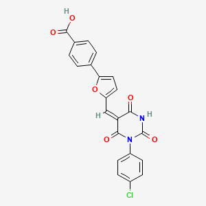 4-(5-{(E)-[1-(4-chlorophenyl)-2,4,6-trioxotetrahydropyrimidin-5(2H)-ylidene]methyl}furan-2-yl)benzoic acid