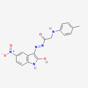 molecular formula C17H15N5O4 B11691472 2-[(4-methylphenyl)amino]-N'-[(3E)-5-nitro-2-oxo-1,2-dihydro-3H-indol-3-ylidene]acetohydrazide (non-preferred name) 