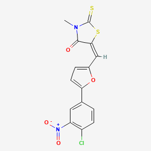 molecular formula C15H9ClN2O4S2 B11691485 (5E)-5-{[5-(4-chloro-3-nitrophenyl)furan-2-yl]methylidene}-3-methyl-2-thioxo-1,3-thiazolidin-4-one 