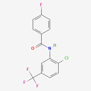 molecular formula C14H8ClF4NO B11691489 N-[2-chloro-5-(trifluoromethyl)phenyl]-4-fluorobenzamide 