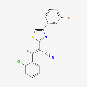 molecular formula C18H10BrClN2S B11691493 (2E)-2-[4-(3-bromophenyl)-1,3-thiazol-2-yl]-3-(2-chlorophenyl)prop-2-enenitrile 