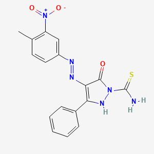 molecular formula C17H14N6O3S B11691545 (4Z)-4-[2-(4-methyl-3-nitrophenyl)hydrazinylidene]-5-oxo-3-phenyl-4,5-dihydro-1H-pyrazole-1-carbothioamide 