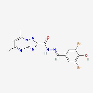 molecular formula C15H12Br2N6O2 B11691569 N'-[(E)-(3,5-dibromo-4-hydroxyphenyl)methylidene]-5,7-dimethyl[1,2,4]triazolo[1,5-a]pyrimidine-2-carbohydrazide 